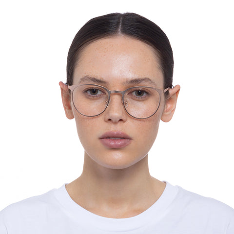 Le Specs Disko Satin Rose Gold Female Round Optical Frames | Eyewear Index