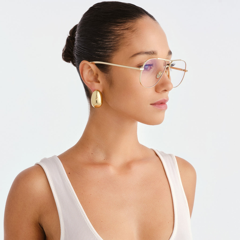 Luv Lou The Carter Gold Female Aviator Blue Light | Eyewear Index