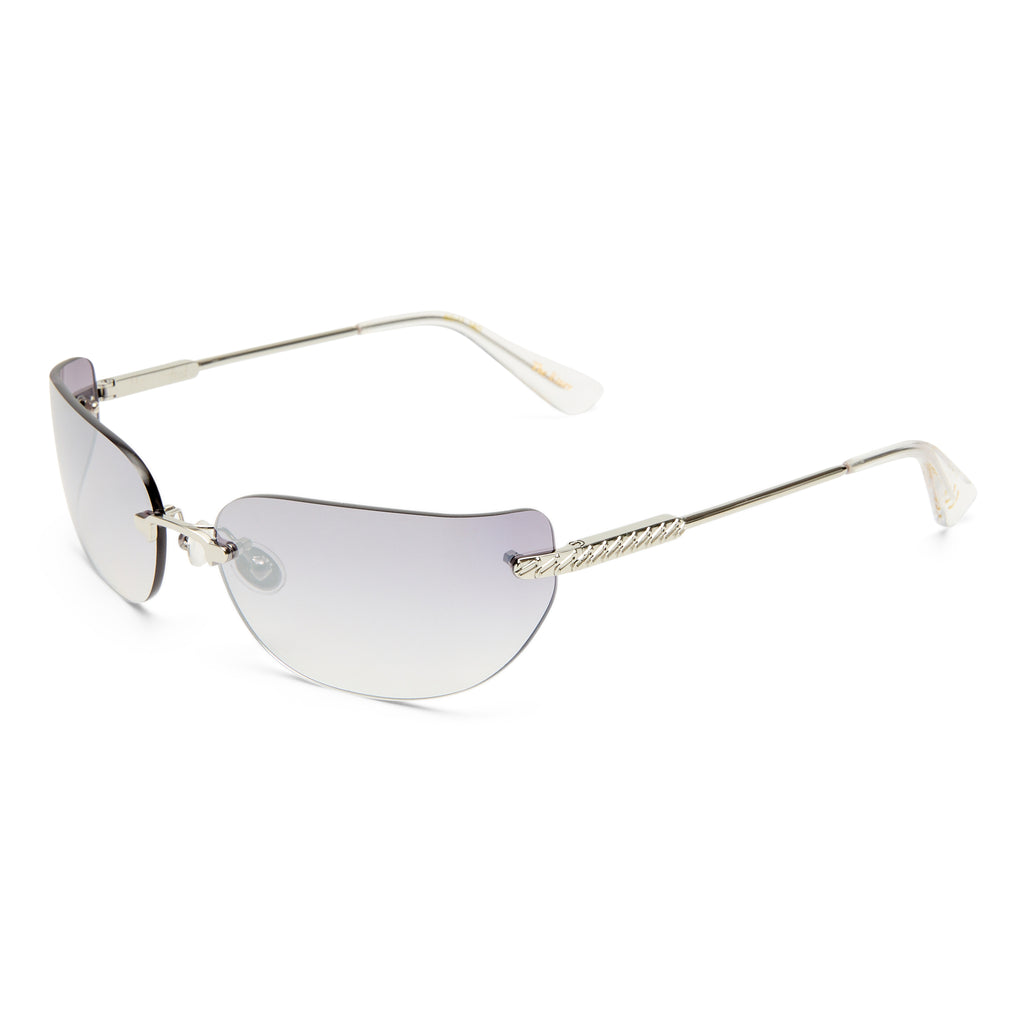 Luv Lou The River Silver Female Rectangle Sunglasses | Eyewear Index