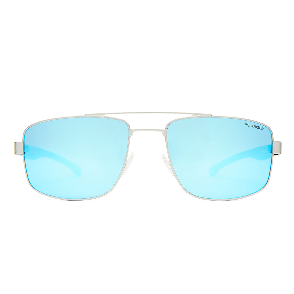 Fish Harpoon Matte Silver Blue Male Aviator Sunglasses | Eyewear Index