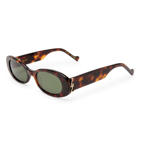 Luv Lou The Ellidy Dark Tort Female Oval Sunglasses | Eyewear Index