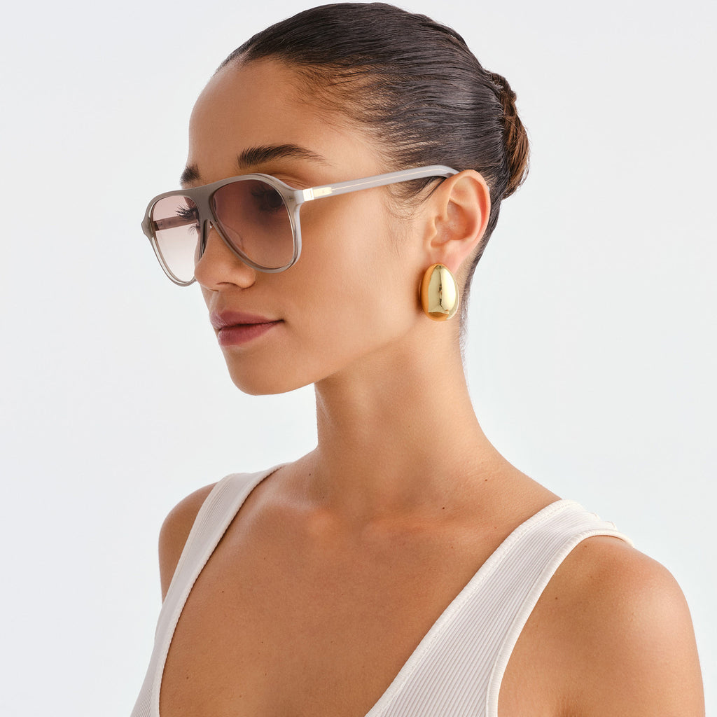 Luv Lou The Eve Milky Eucalyptus Female Aviator Sunglasses | Eyewear Index