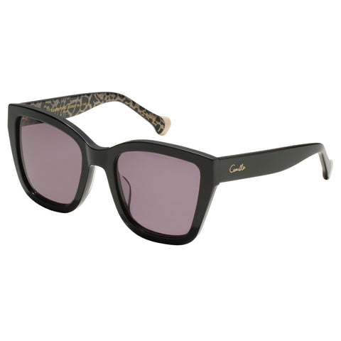 Camilla Anything Everything Black Glitter Leopard Female Square Sunglasses | Eyewear Index