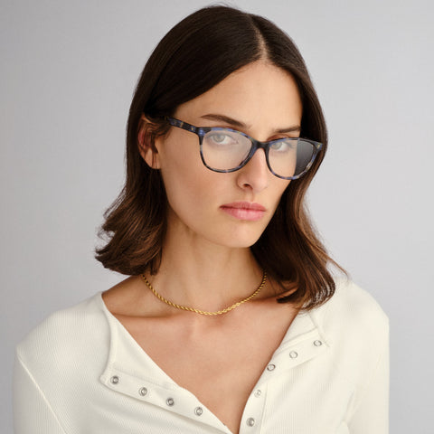 Le Specs Allegory Navy Tort Female Cat-Eye Optical Frames | Eyewear Index