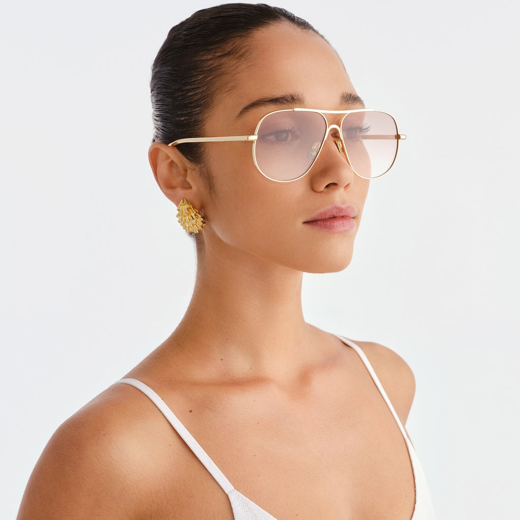 Luv Lou The Carter Light Gold Female Aviator Sunglasses | Eyewear Index