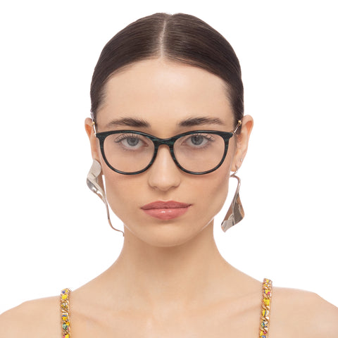 Camilla Sunset Picnics Emerald Marble Leopard Female Round Optical Frames | Eyewear Index