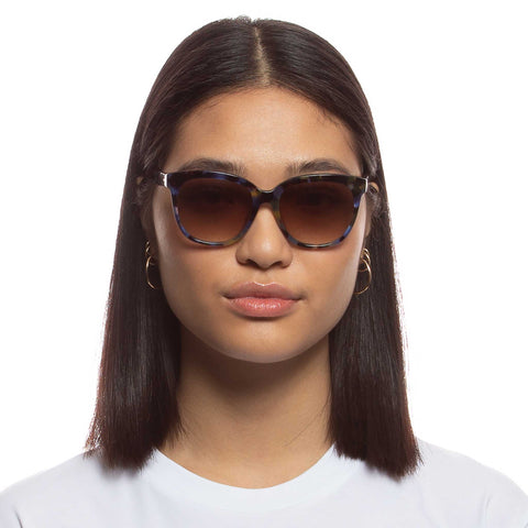 Le Specs Oh Snap Navy Tort Female Square Sunglasses | Eyewear Index