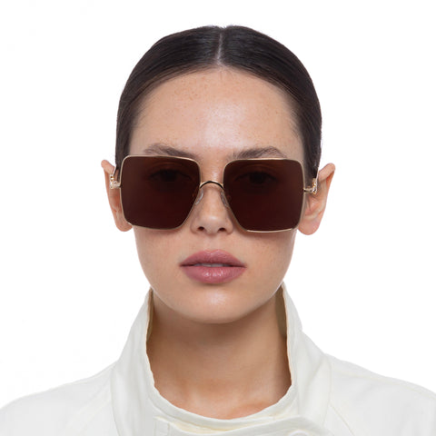 Oroton May Gold Female Square Sunglasses | Eyewear Index