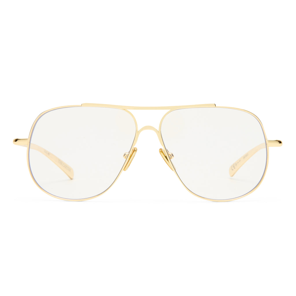 Luv Lou The Carter Gold Female Aviator Blue Light | Eyewear Index