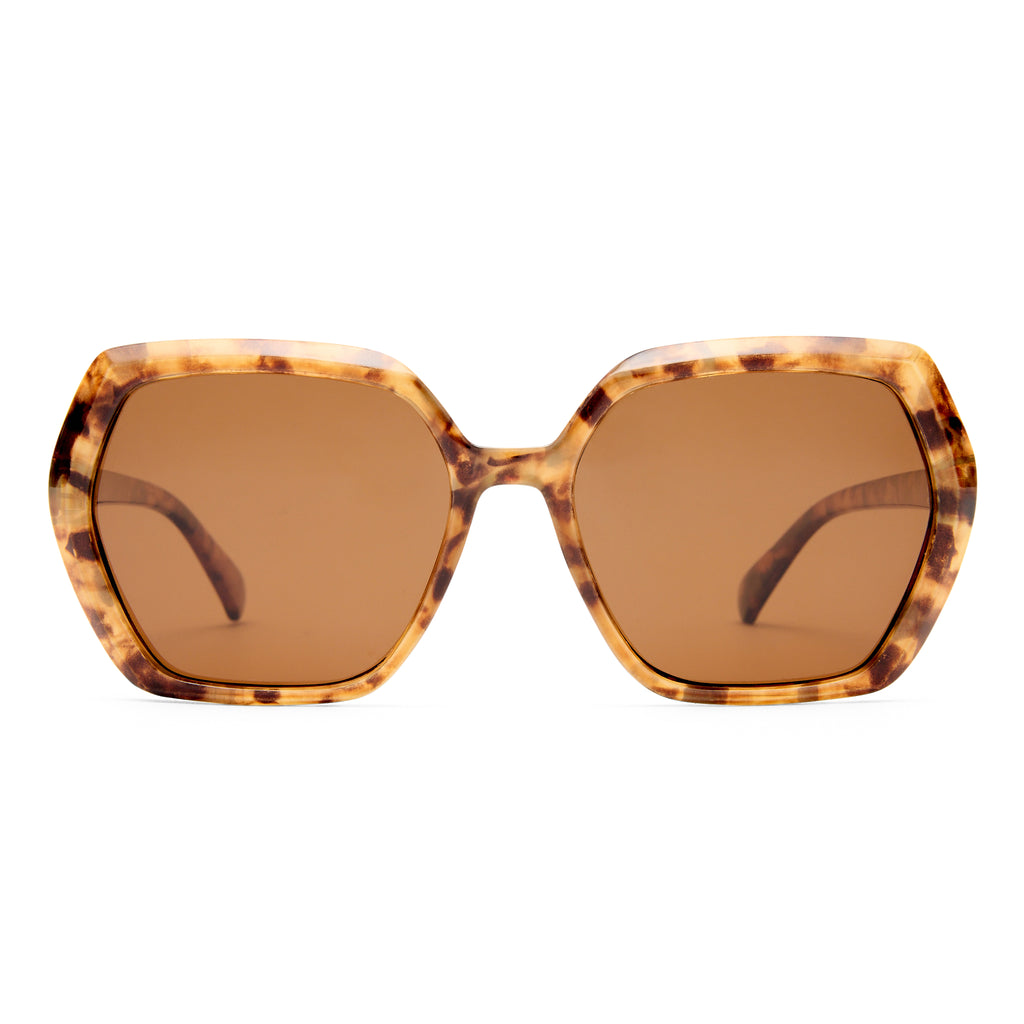 Solarized Hexa Cut Milky Tort Female Octagon Sunglasses | Eyewear Index