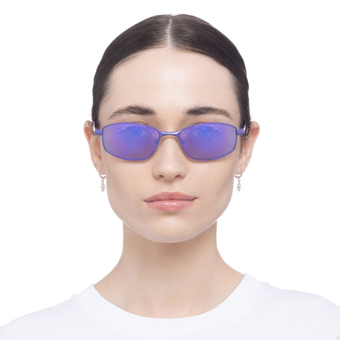 Le Specs Star Beam Matte Violet Uni-Sex Wrap Sunglasses | Eyewear Index