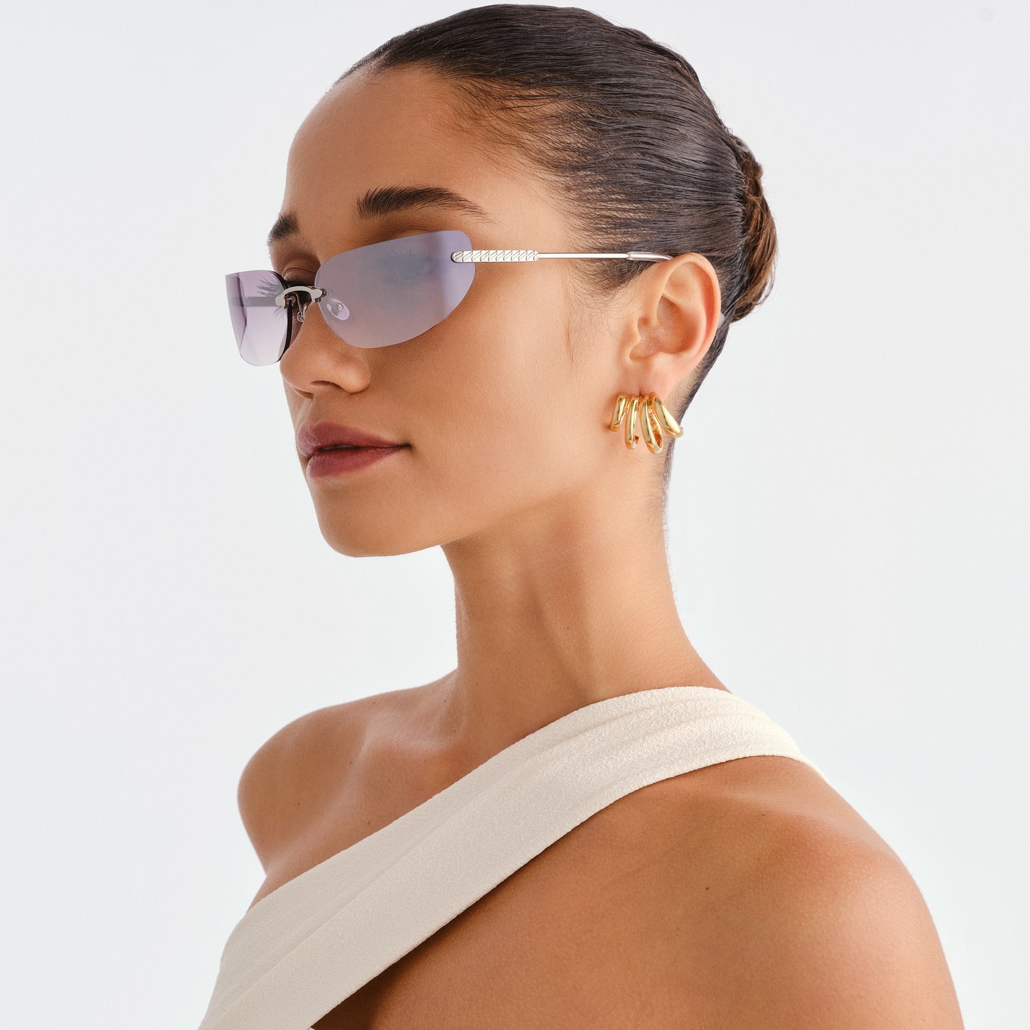 Luv Lou The River Silver Female Rectangle Sunglasses | Eyewear Index