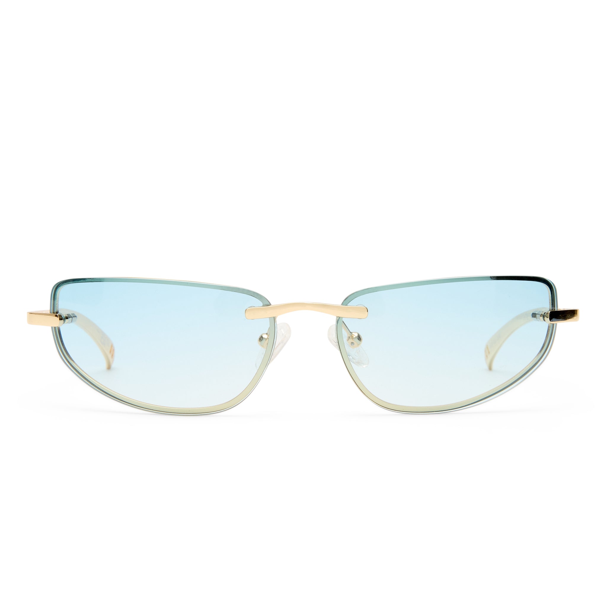 Le Specs Bubbles Gold Female Wrap Sunglasses | Eyewear Index