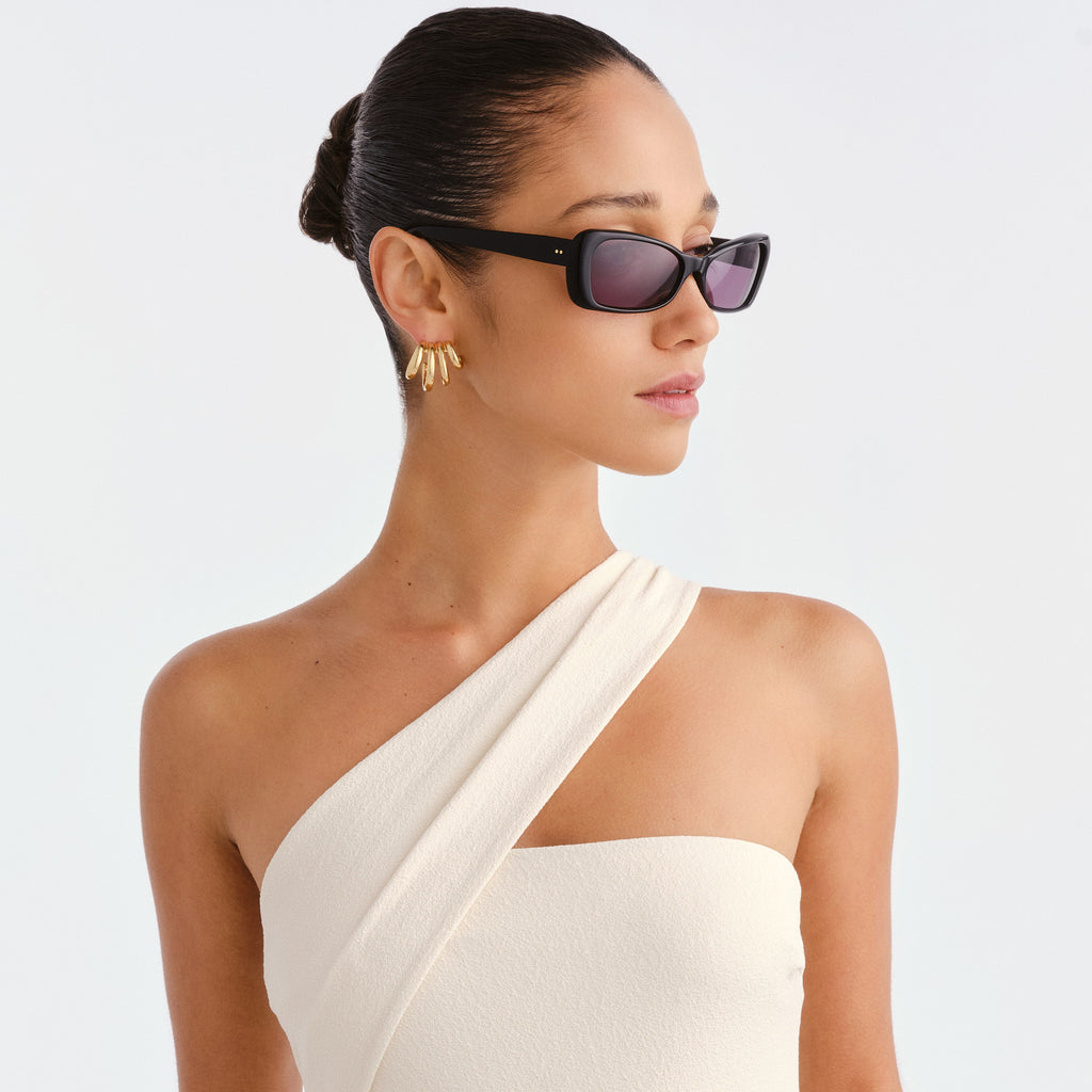 Luv Lou The Suki Black Female Rectangle Sunglasses | Eyewear Index