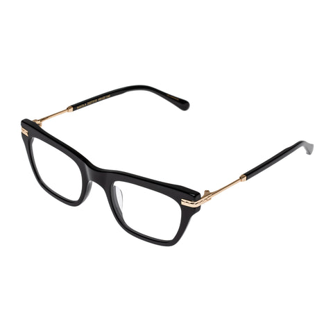 Karen Walker Nikola Black Uni-Sex D-Frame Optical Frames | Eyewear Index