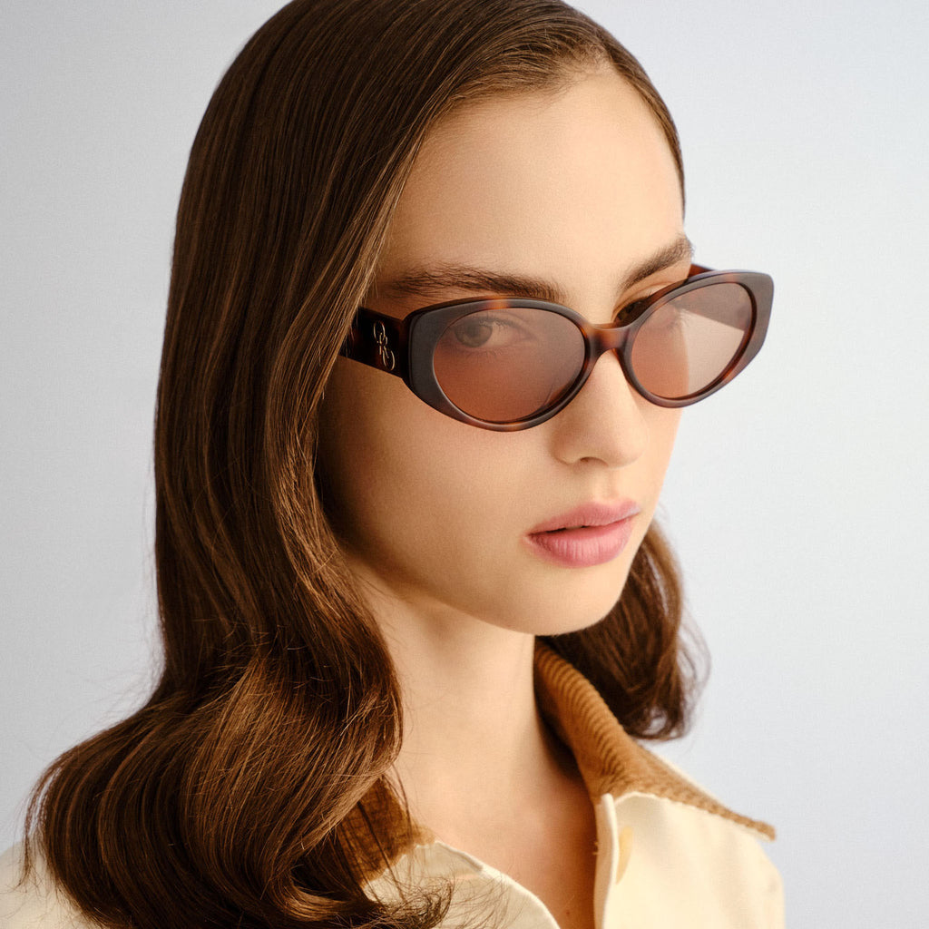 Oroton Valencia Signature Tort Female Oval Sunglasses | Eyewear Index