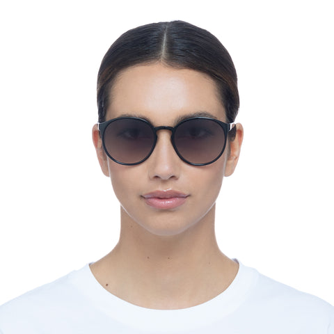 Le Specs Swizzle Black Uni-Sex Round Sunglasses | Eyewear Index