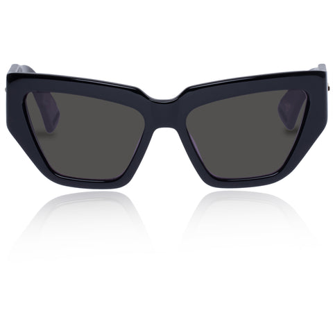 Karen Walker Wrap God Black Female Wrap Sunglasses | Eyewear Index