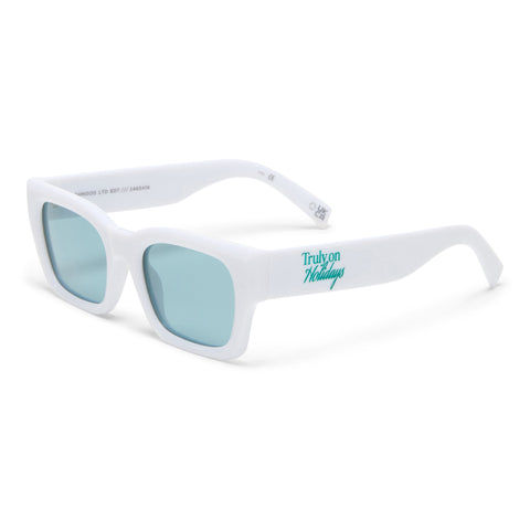 Le Specs Shmood White Uni-Sex D-Frame Sunglasses | Eyewear Index