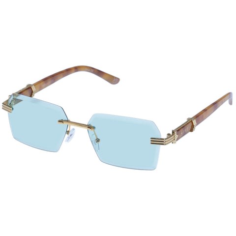 Aire Nebula Bright Gold Vintage Tort Uni-Sex Rectangle Sunglasses | Eyewear Index