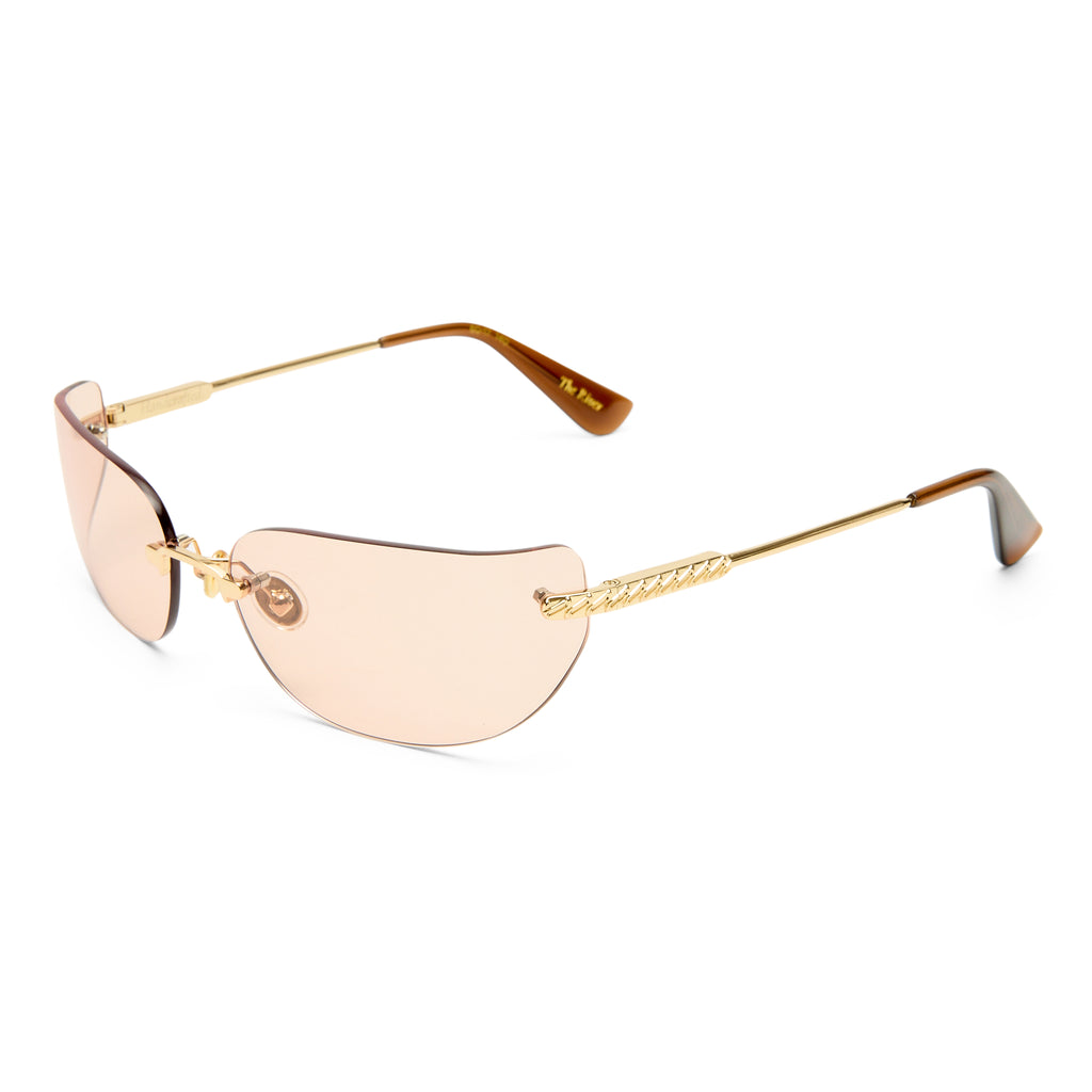 Luv Lou The River Gold Female Rectangle Sunglasses | Eyewear Index