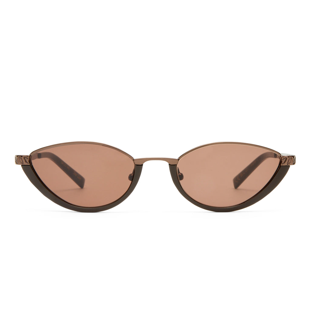 Luv Lou The Lia Bronze Female Cat-Eye Sunglasses | Eyewear Index