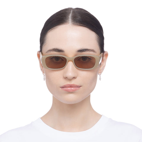 Le Specs Unreal Latte Uni-Sex Rectangle Sunglasses | Eyewear Index