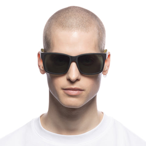 Solarized Square D-Frame Matte Black Khaki Male D-Frame Sunglasses | Eyewear Index