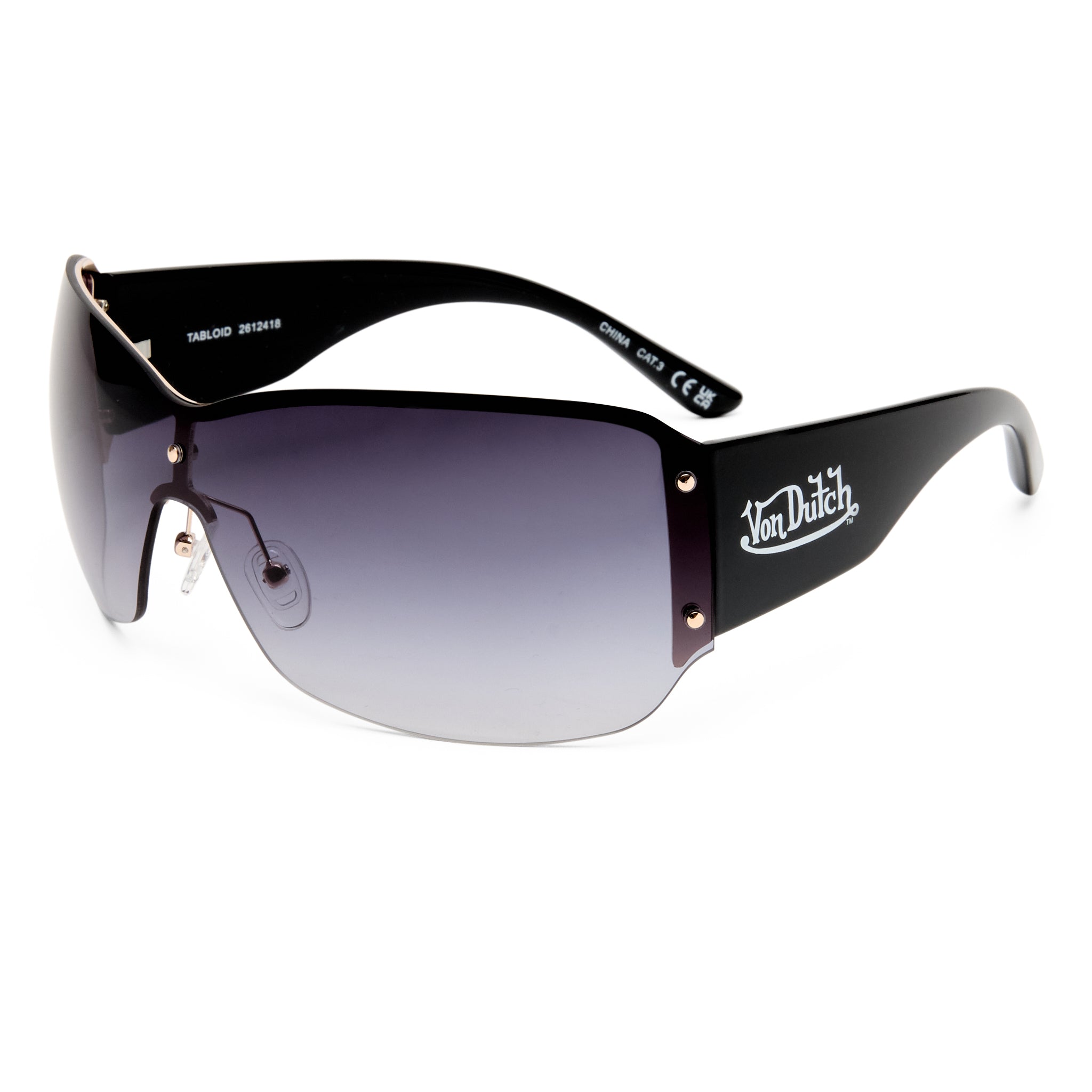 Aire Tabloid Gold Black Uni-Sex Wrap Sunglasses | Eyewear Index
