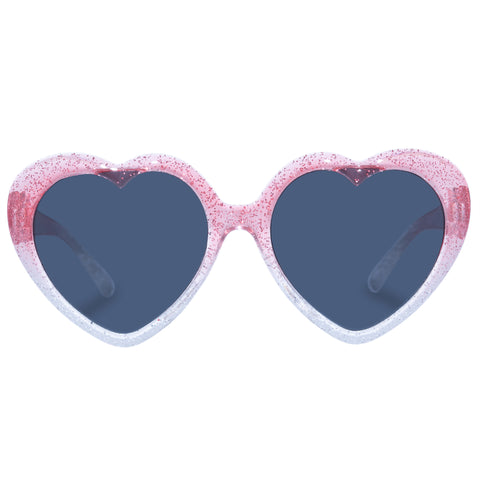 Solarized Kids Heart Pink Grad Glitter Female Novelty Sunglasses | Eyewear Index