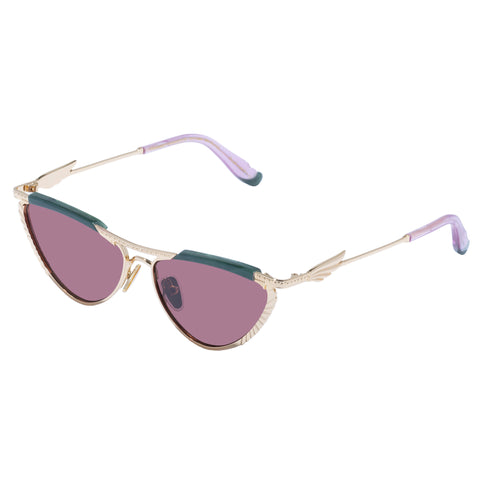 Camilla Pyramid Paramour Gold Emerald Marble Female Cat-Eye Sunglasses | Eyewear Index