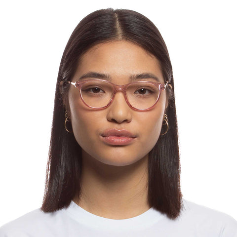 Le Specs Gazillionaire Rose Glitter Grad Female Round Optical Frames | Eyewear Index