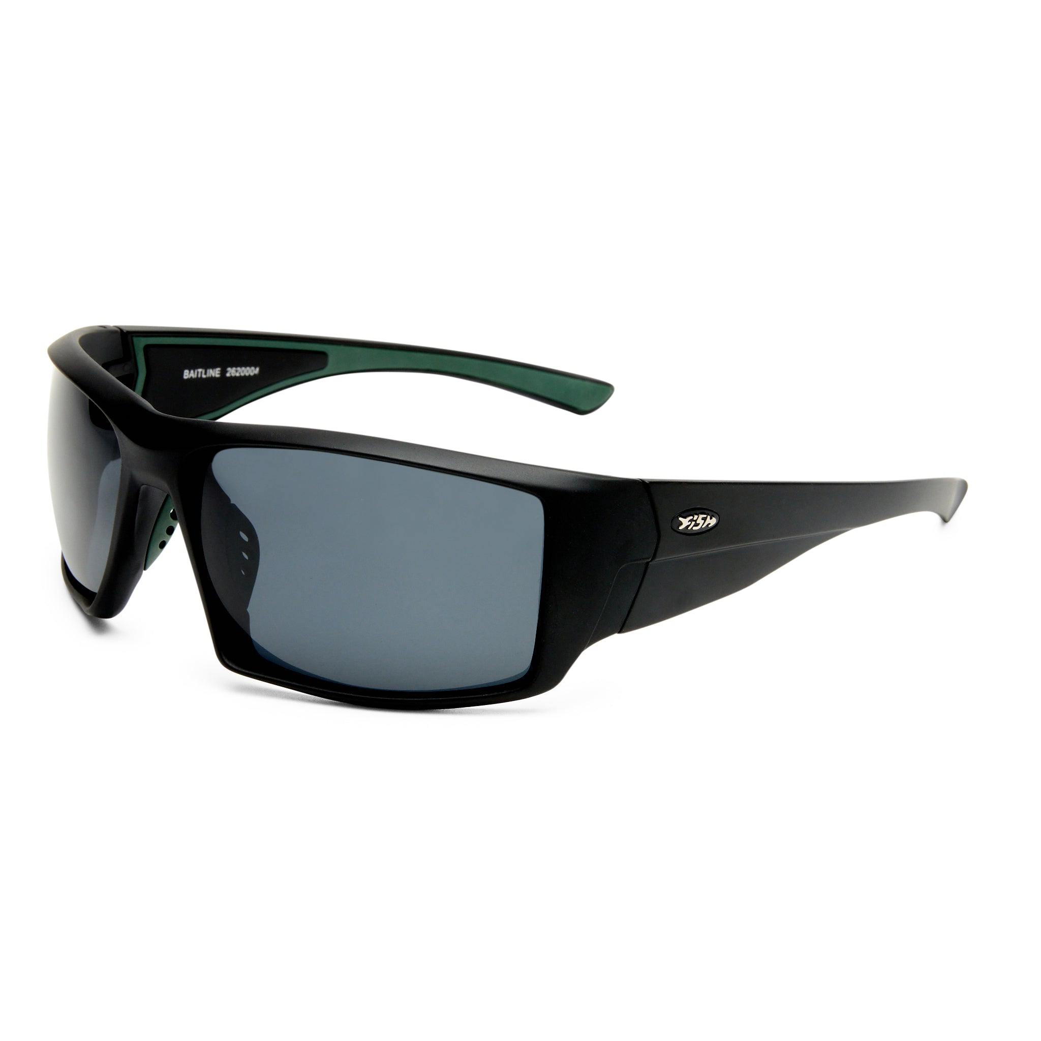 Fish Baitline Matte Black Army Green Male Wrap Sunglasses | Eyewear Index