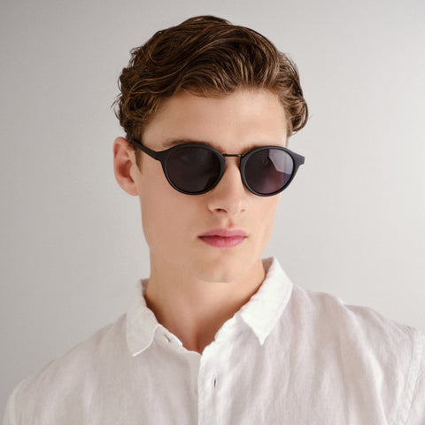 Le Specs Paradox Matte Black Uni-Sex Round Sunglasses | Eyewear Index