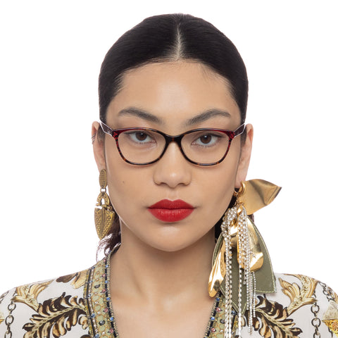 Camilla Weekend In Napa Monogram Tort Glit Leo Female Cat-Eye Optical Frames | Eyewear Index