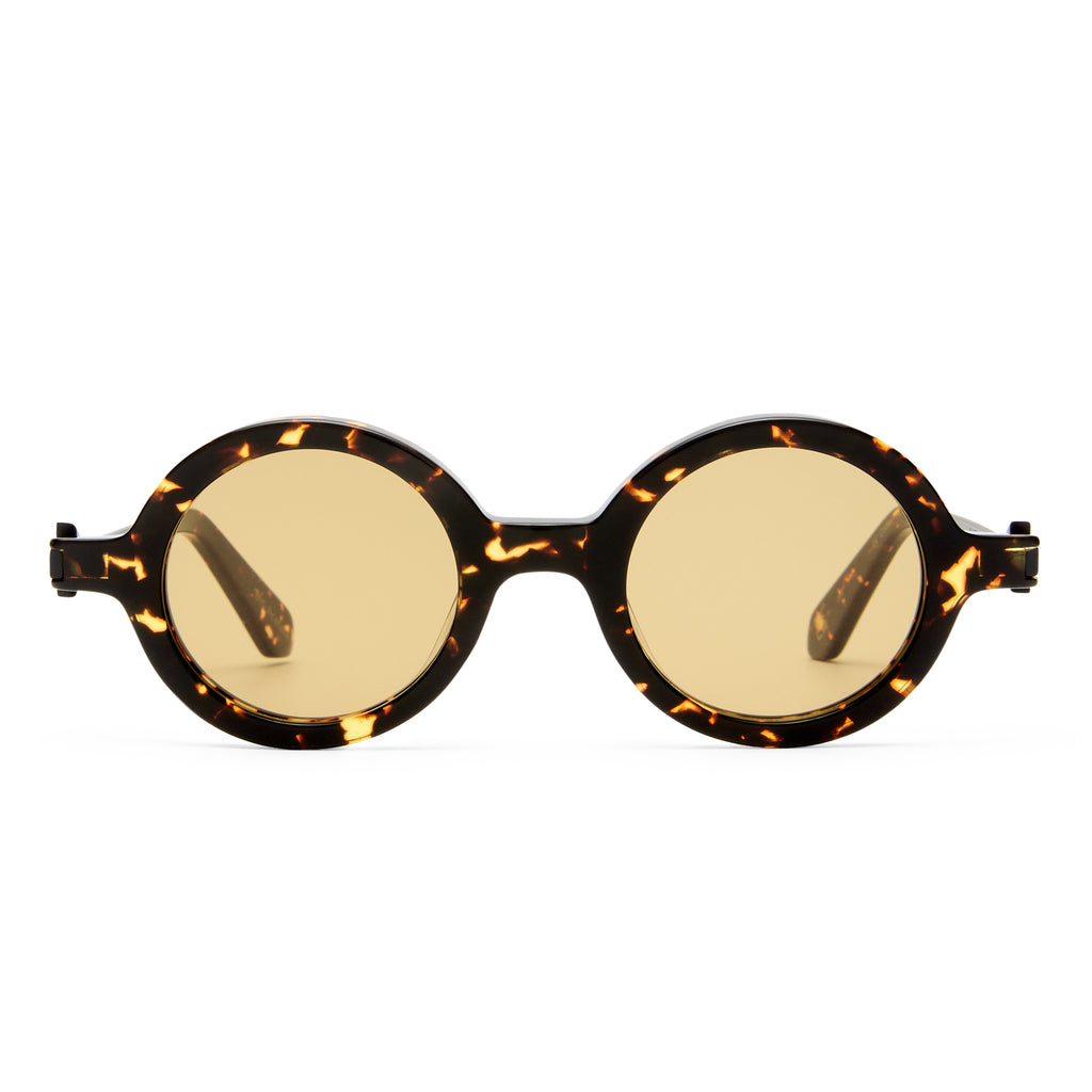 Karen Walker Thunder Cracked Tort Female Round Sunglasses | Eyewear Index