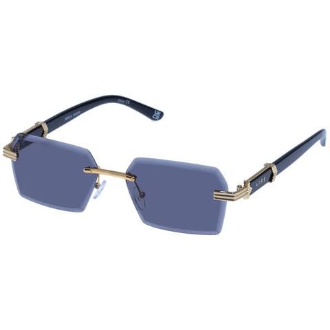 Aire Nebula Bright Gold Black Uni-Sex Rectangle Sunglasses | Eyewear Index