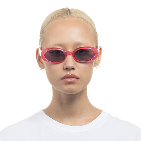 Le Specs Work It Hyper Pink Uni-Sex Oval Sunglasses | Eyewear Index