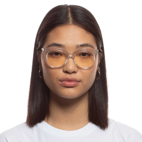 Le Specs Halfmoon Magic Crystal Clear Female Cat-Eye Blue Light | Eyewear Index