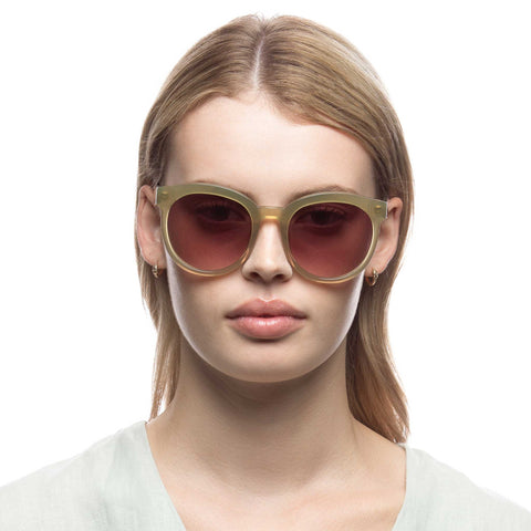 Oroton Addison Khaki Female Round Sunglasses | Eyewear Index