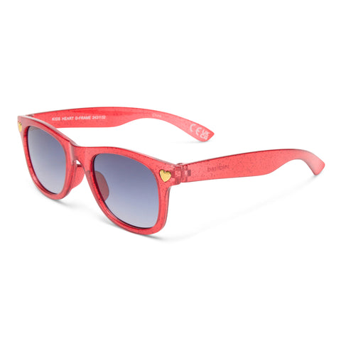 Solarized Kids Heart D-Frame Red Glitter Female D-Frame Sunglasses | Eyewear Index