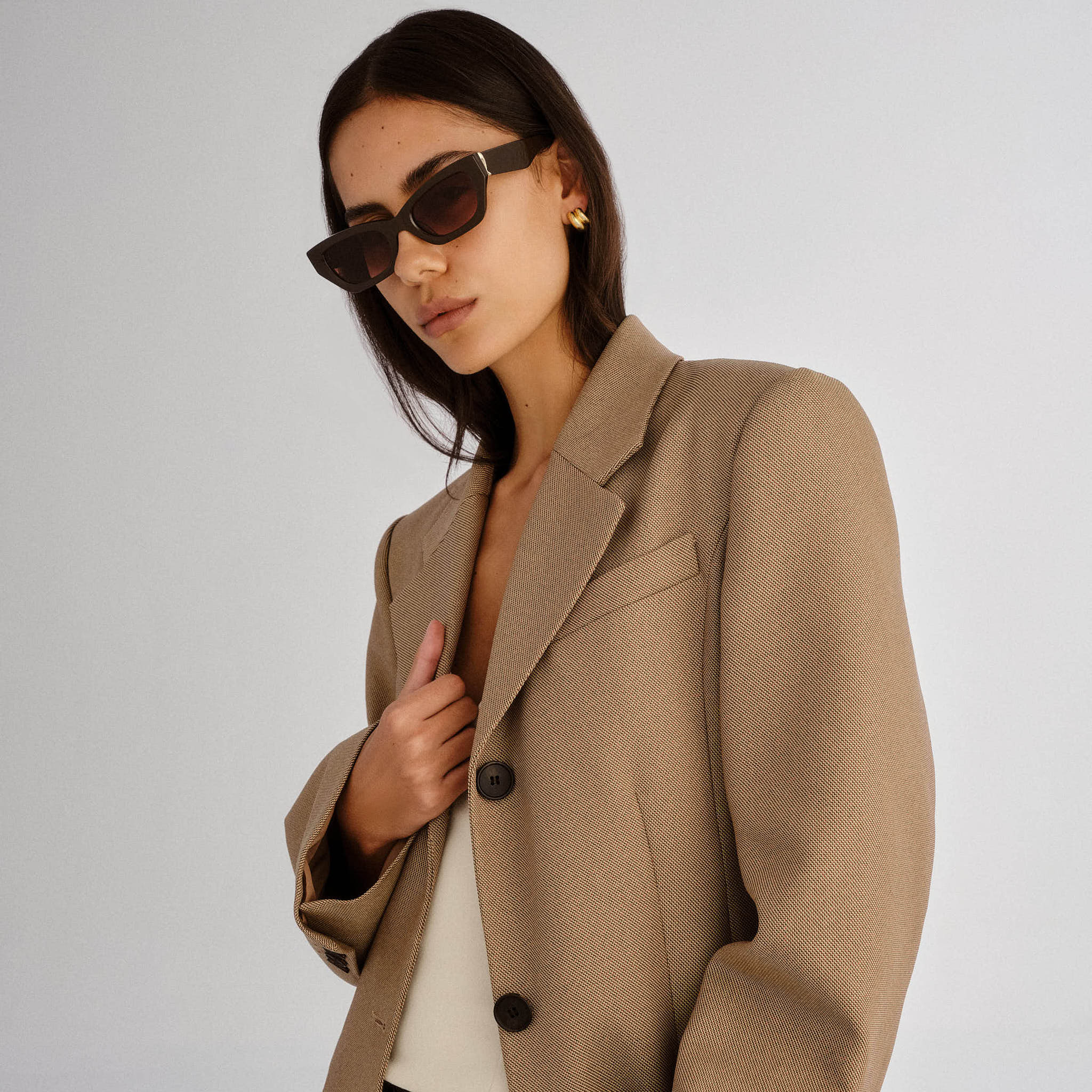 Luv Lou The Sutton Dark Chocolate Female Cat-Eye Sunglasses | Eyewear Index