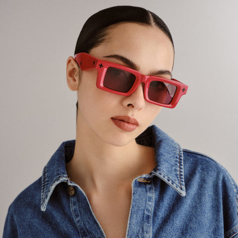 Ksubi Smiths Ii Red Black Uni-Sex Rectangle Sunglasses | Eyewear Index