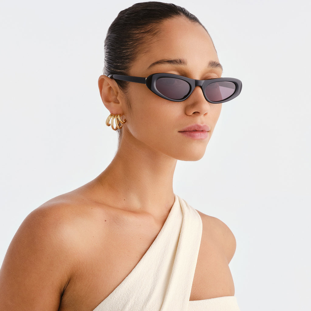 Luv Lou The Noa Black Female Cat-Eye Sunglasses | Eyewear Index