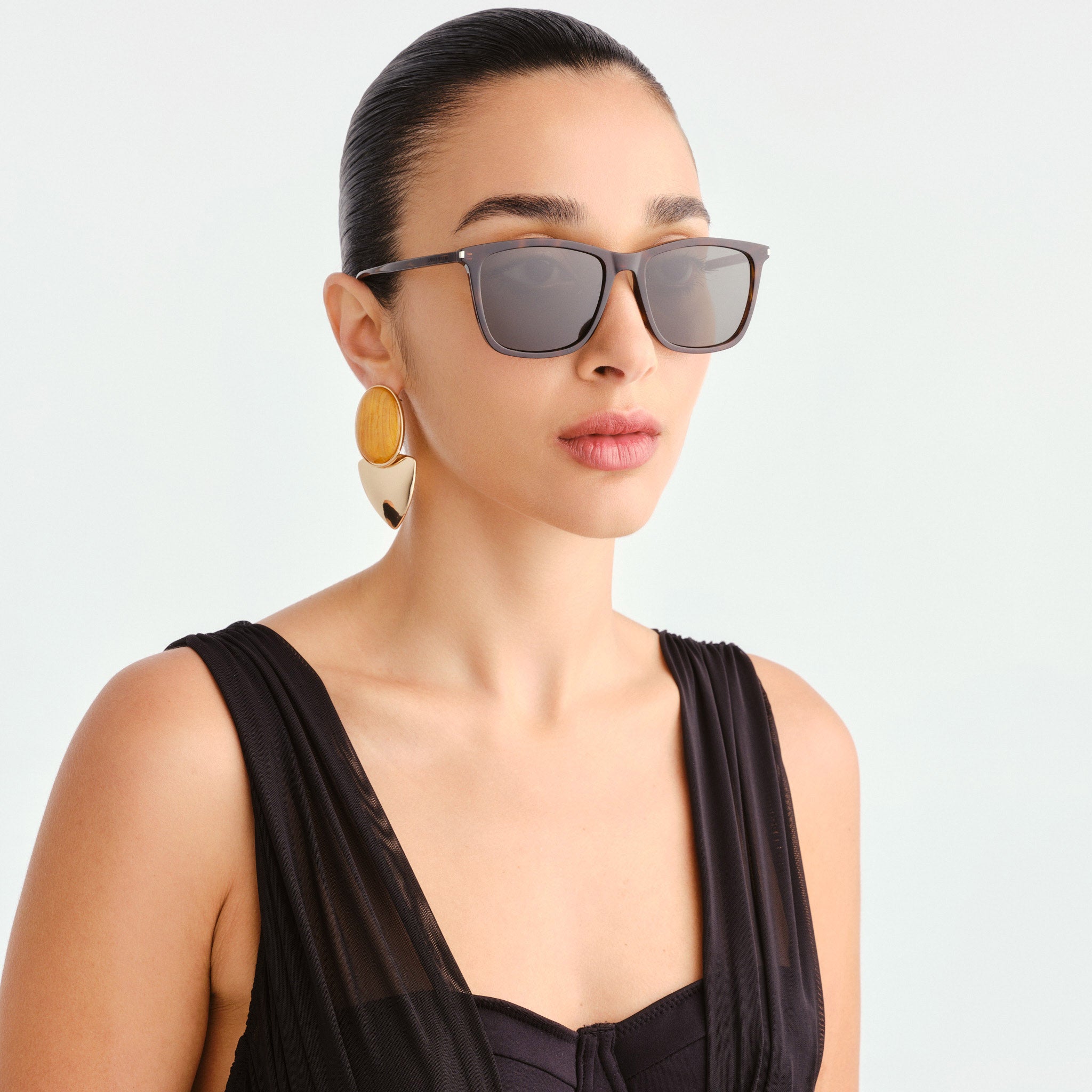 Saint Laurent Sl851 Havana Uni-Sex Rectangle Sunglasses | Eyewear Index