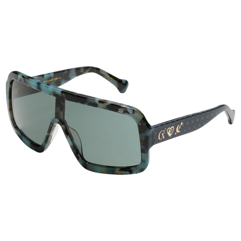 Camilla No Photos Please Blue Tort Nave Monogram Female Shield Sunglasses | Eyewear Index