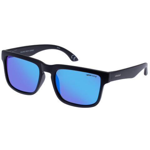 Solarized Square Brow Matte Black Male D-Frame Sunglasses | Eyewear Index