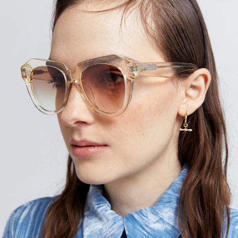 Karen Walker Number One 22 Vintage Clear Female Cat-Eye Sunglasses | Eyewear Index