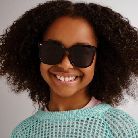 Solarized Kids Bold Square Black Female Square Sunglasses | Eyewear Index