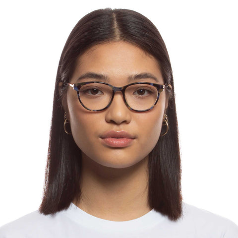 Le Specs Gazillionaire Navy Tort Female Round Optical Frames | Eyewear Index